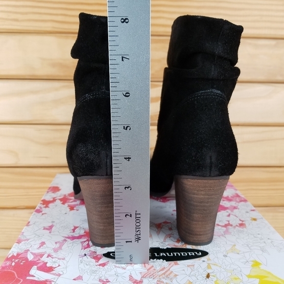 Distressed Black Biker Western Boots 8.5 Suede/Leather Slouch Heeled Booties NEW - Picture 6 of 12